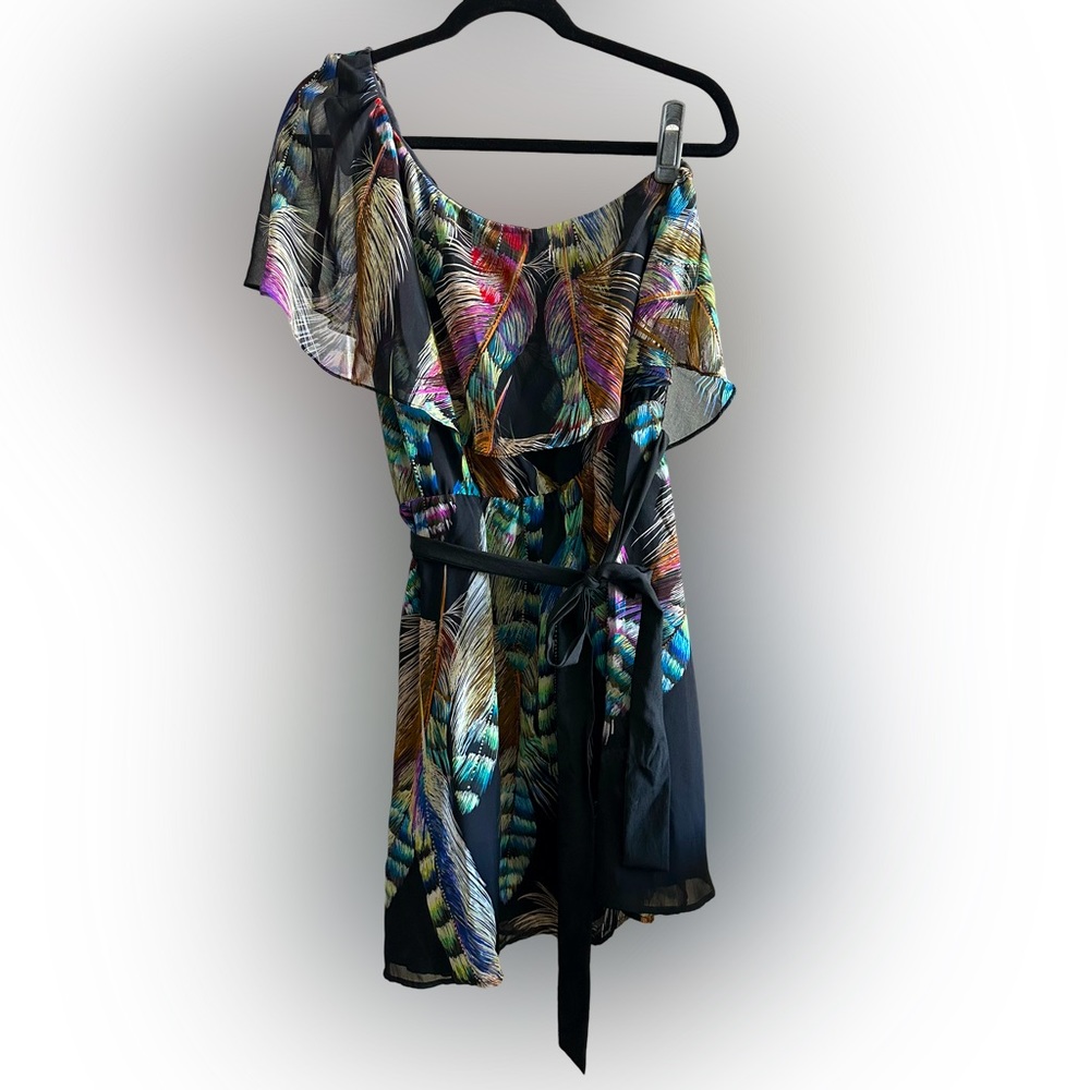 Warehouse one shoulder short dress with optional tie